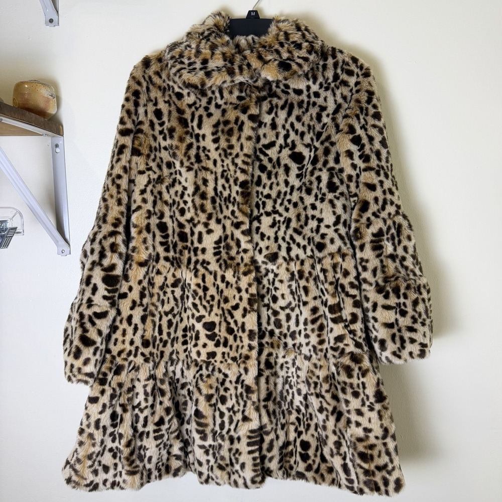 Donna Salyers Fabulous Furs Faux Cheetah Animal Print Fur Coat-Mid-Length-Sz XS